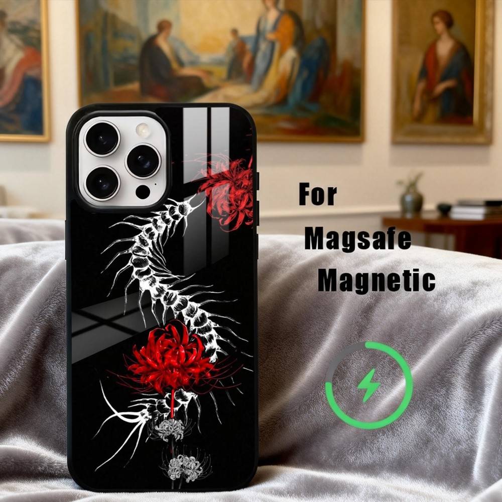 

G-Ghoul R-Red Spider Lily Tokyo Phone Case For iPhone17,16,15,14,13,12,11 Plus,For Magnetic Wireless Charge Cover iPhone12PROMAX