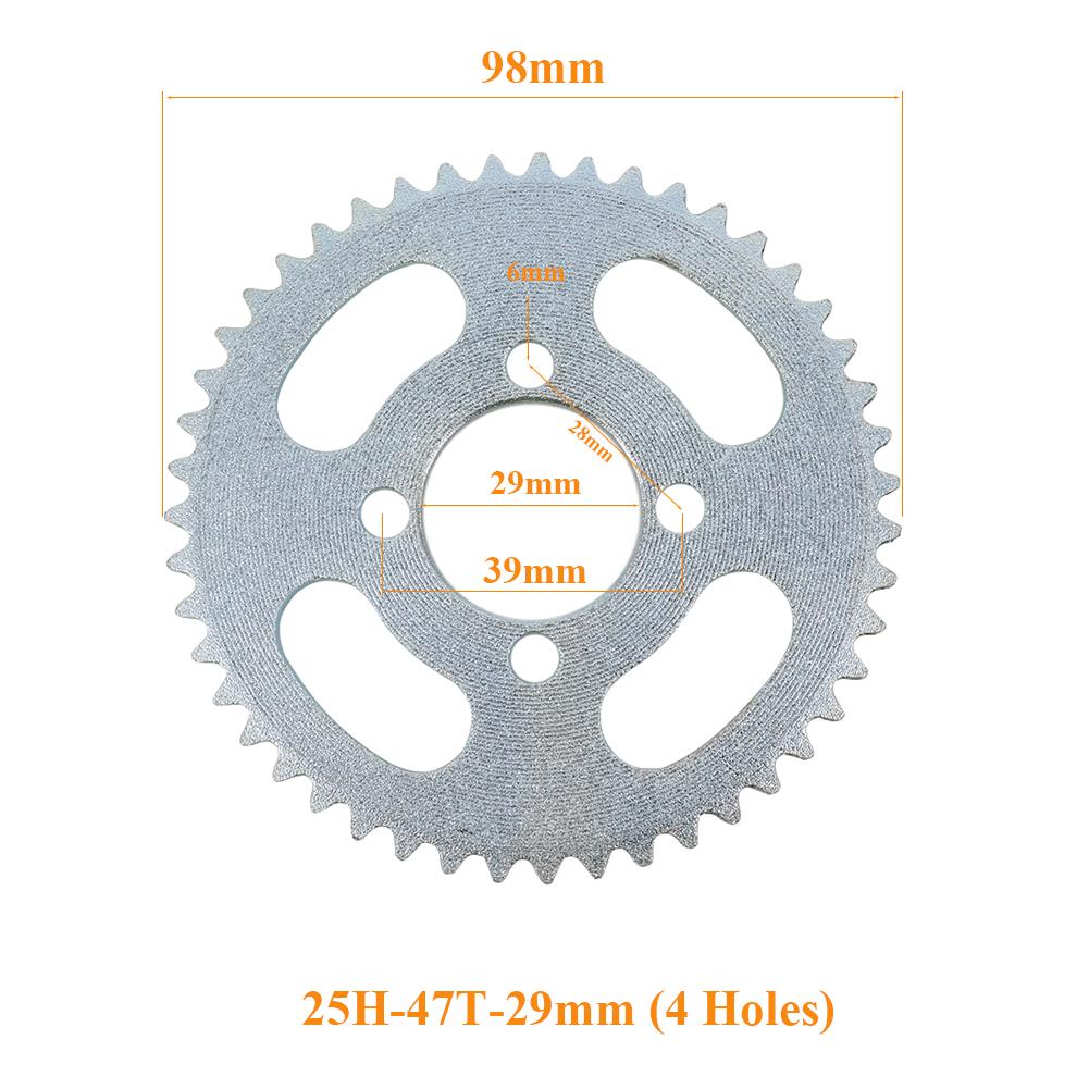 25H 47T Sprocket 3/4 Holes Rear Sprocket 29mm Fit for 47CC 49CC Mini Moto Pocket Electric Scooter Sprocket Replacement Accessory