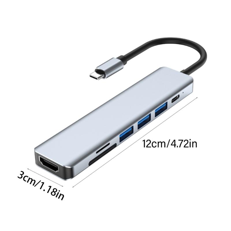 7 In 1 TypeC Hub USB Adapter Charging Dock HDMIcompatible USB3.0 PD for Laptop and Tablets Multiple Devices