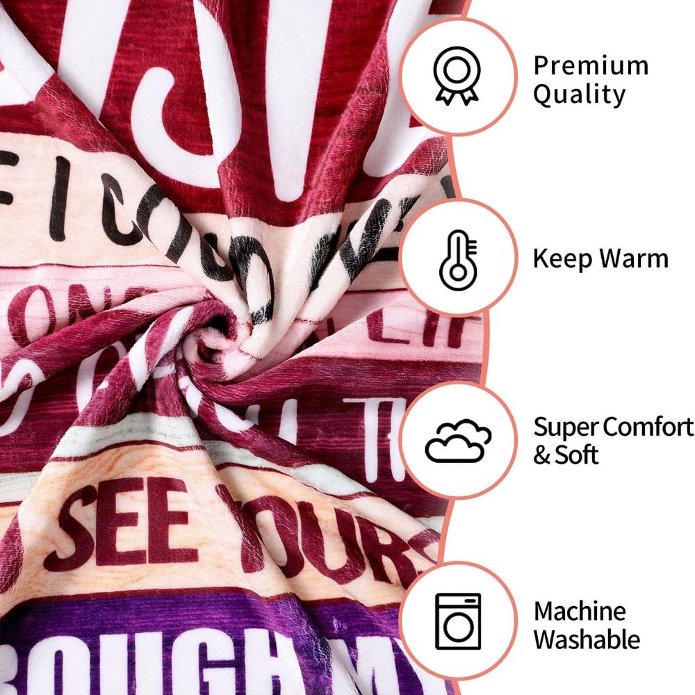 1pc Red Flannel Blanket To My Sister Printed for Home Bedroom Decoration Warm Soft Comfertable Office Blanket for Sofa Chair