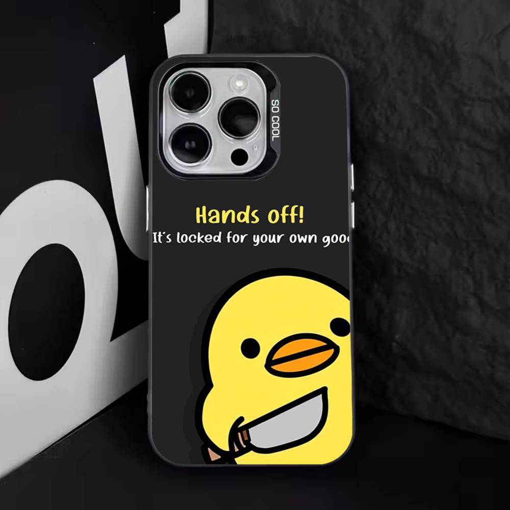 Lustige 'Fass mein Handy nicht an'-Handyhülle für iPhone 11,12,13,14,15,16,17,Pro,Max,Plus,E,Air,Mini IMD Mattschwarz