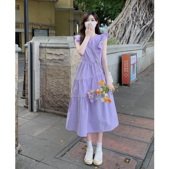 Summer Xiaofei Sleeve Loose Version Princess Dress New Sweet Temperament Meat Cover Dress French High-end Long Skirt