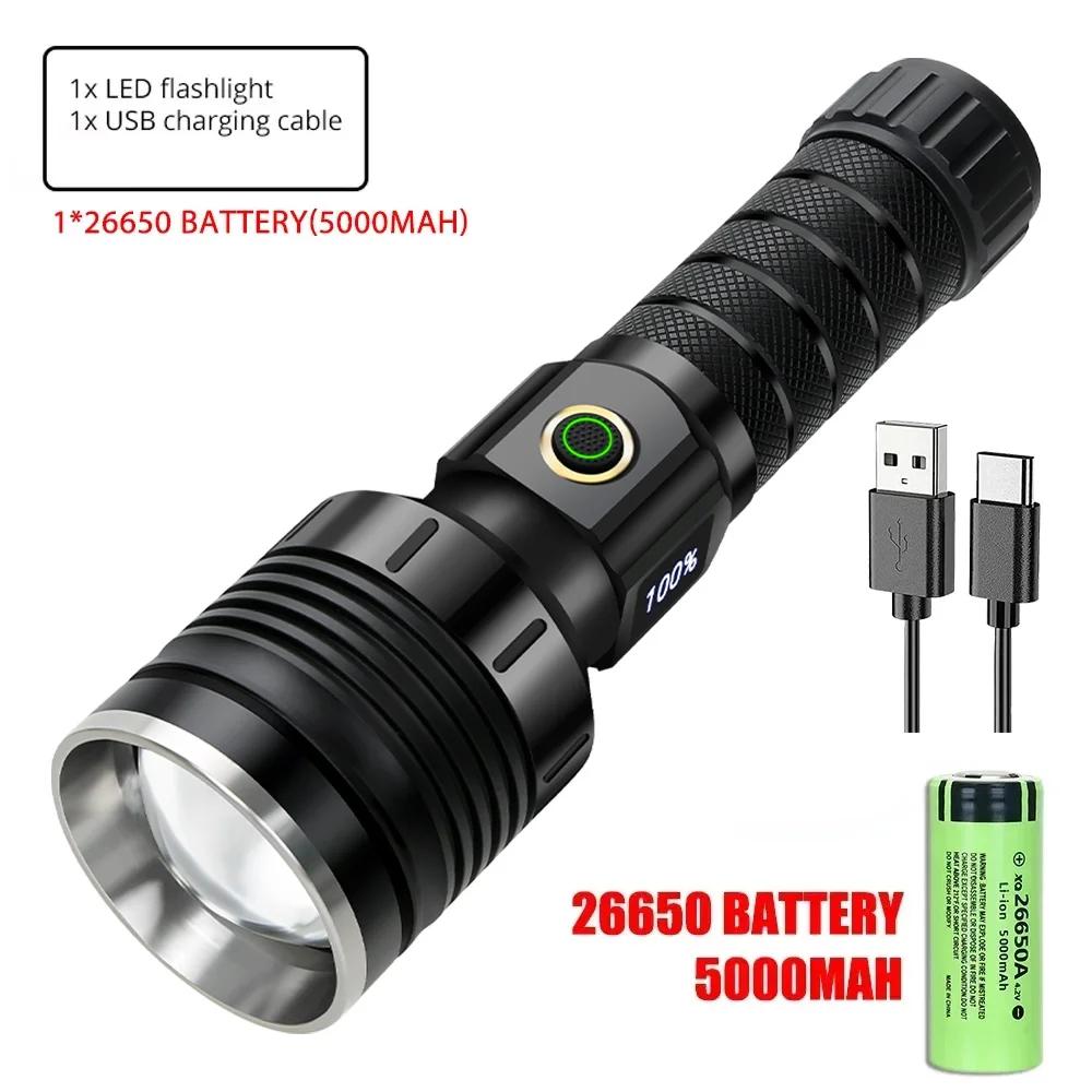 Powerful Led Flashlight 80W White Laser Torch Light 1500 Meter Long-range Tactical Flashlight Use 5000mah Rechargeable Battery
