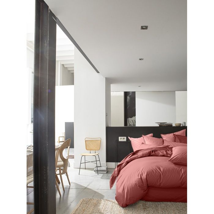 Housse de couette - 220 x 240 cm - Percale de coton lavé - Vieux rose - Hypoallergénique