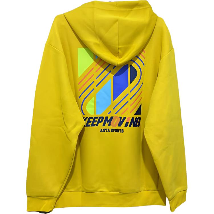 Anta Life Series Geometric Pattern Letter Print Long Sleeve Hoodie Men Tops Yellow 152318704-3