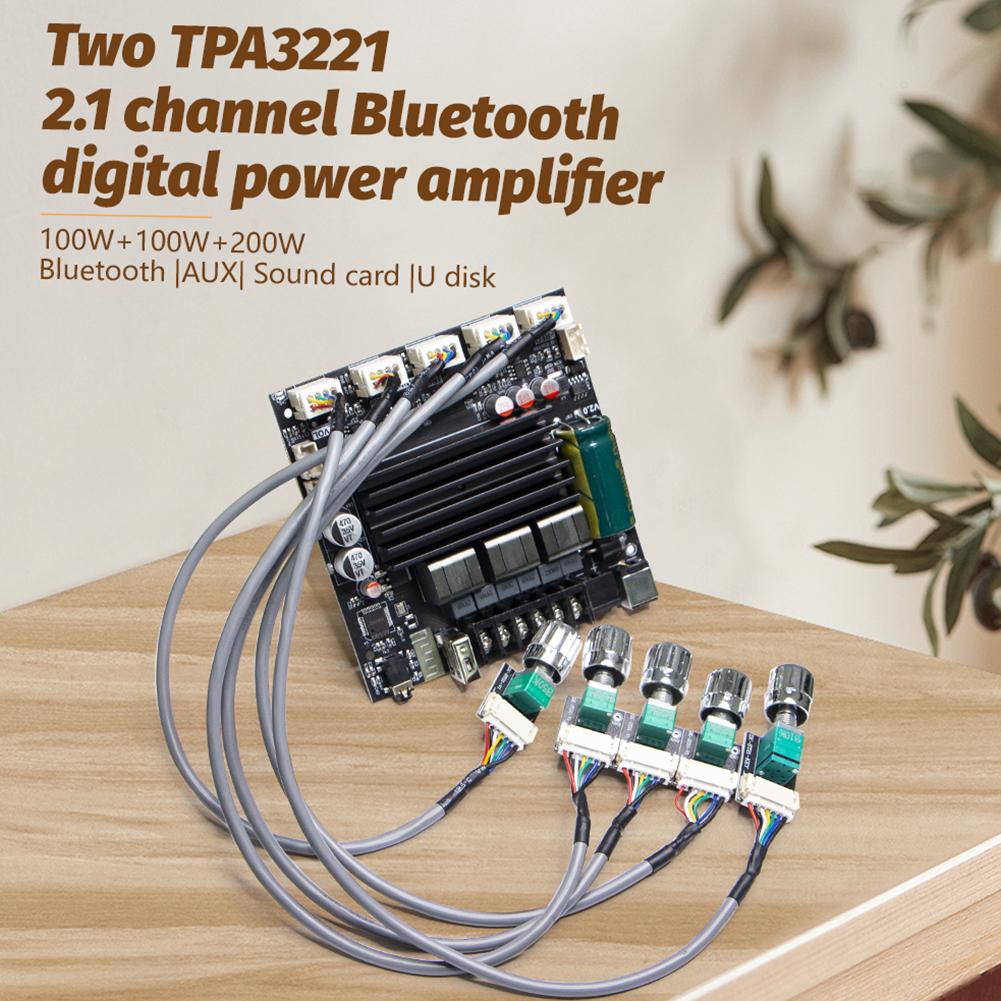 

ZK-ST21 Bluetooth-Compatible Digital Power Amplifier Board 2.1 Channel 100W+100W+200W Subwoofer Chip TPA3221 with Leads Italy