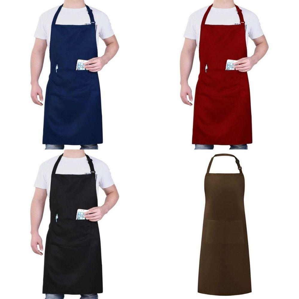 Solid Color Household Waterproof Apron Multi-functional Unisex Work Clothes Pocket Apron  Studio