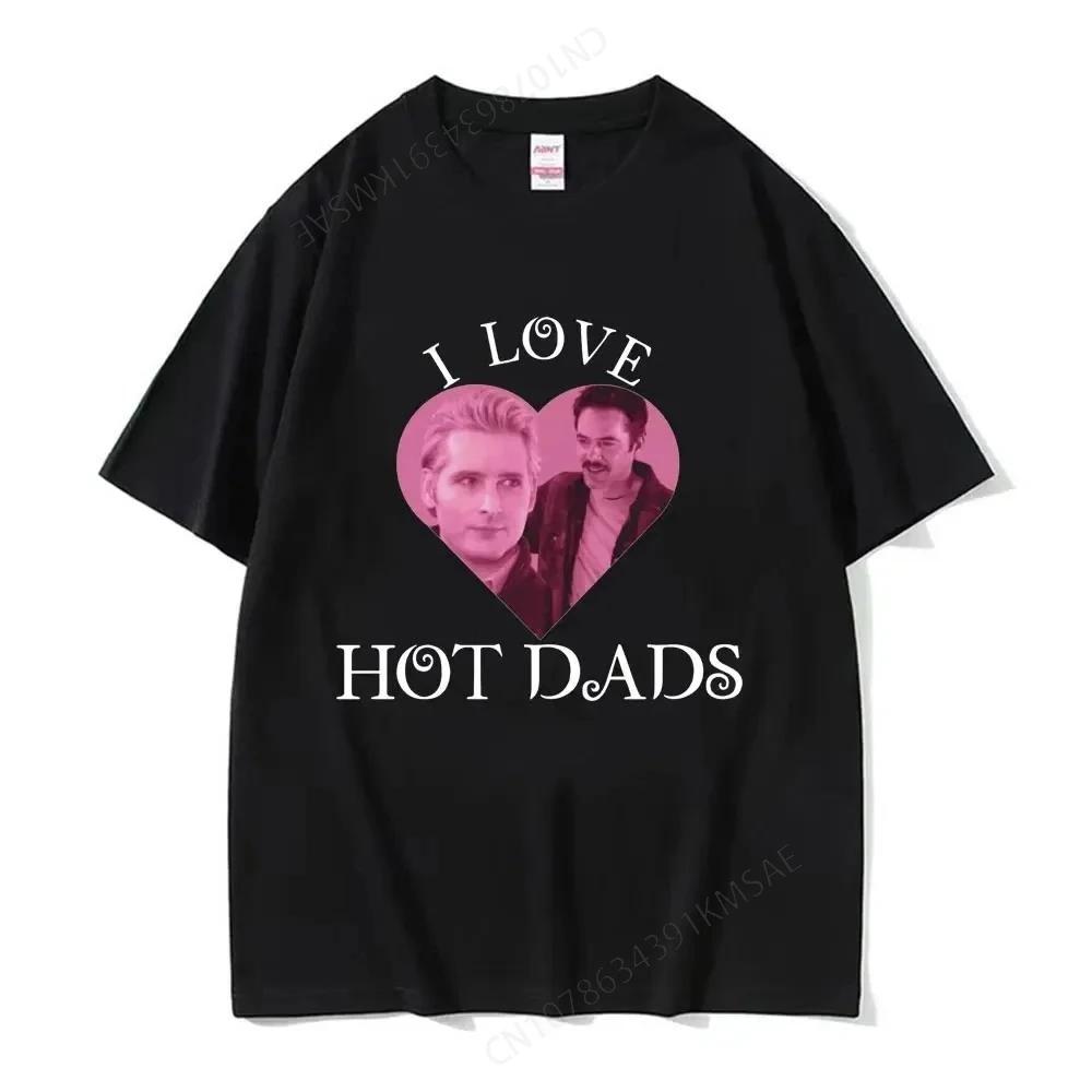 

Футболка I Love Hot Dads Футболки с графическим принтом «Сумерки. Сага» Чарли Свона и Билли Берка, унисекс, женская хлопковая футболка большого размера, уличная одежда S