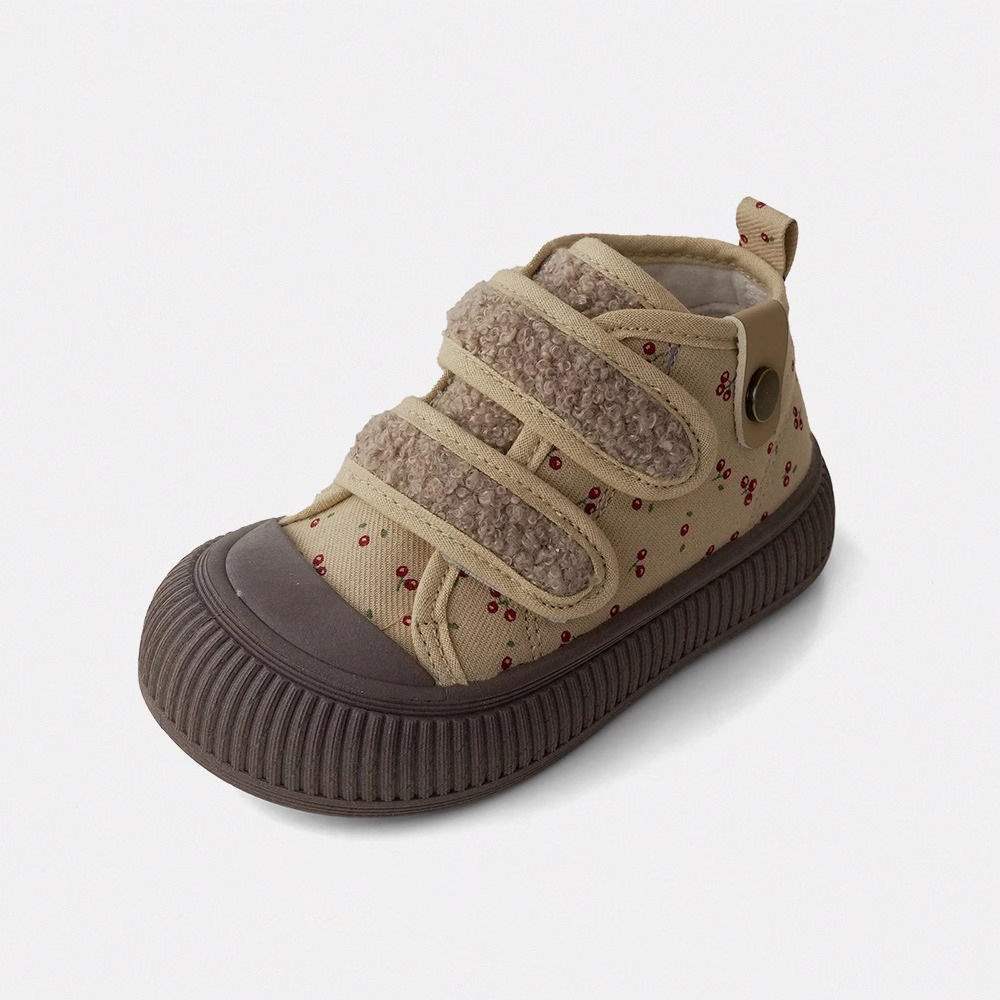 

Детские шерстяные кеды с флисовой подкладкой, осенне-зимние, с принтом, парусиновые кеды средней высоты для девочек, утепленные хлопковые кеды на двухслойной хлопковой подкладке, модные 1 recommended foot length + 1 selection code