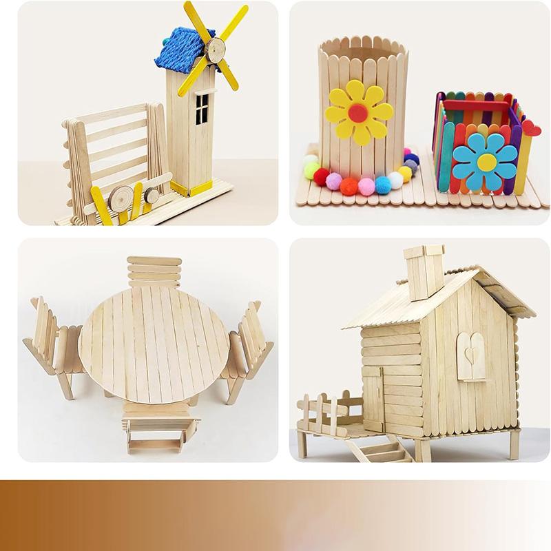 100Pcs Wooden Craft Sticks 4Size Wooden Lollipop Sticks Mini Wood Craft Sticks Set for DIY Crafts Painting Plant Labels Popsicle