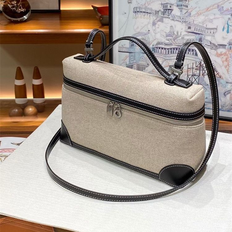New LP27 handbag gigi same shoulder oblique span fashion canvas with leather bag temperament lunch box bag