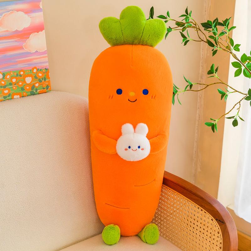 Large Fruit Pillow Carrot Rabbit Doll Plush Toy Girl Sleeping with Doll Pillow Birthday Gift