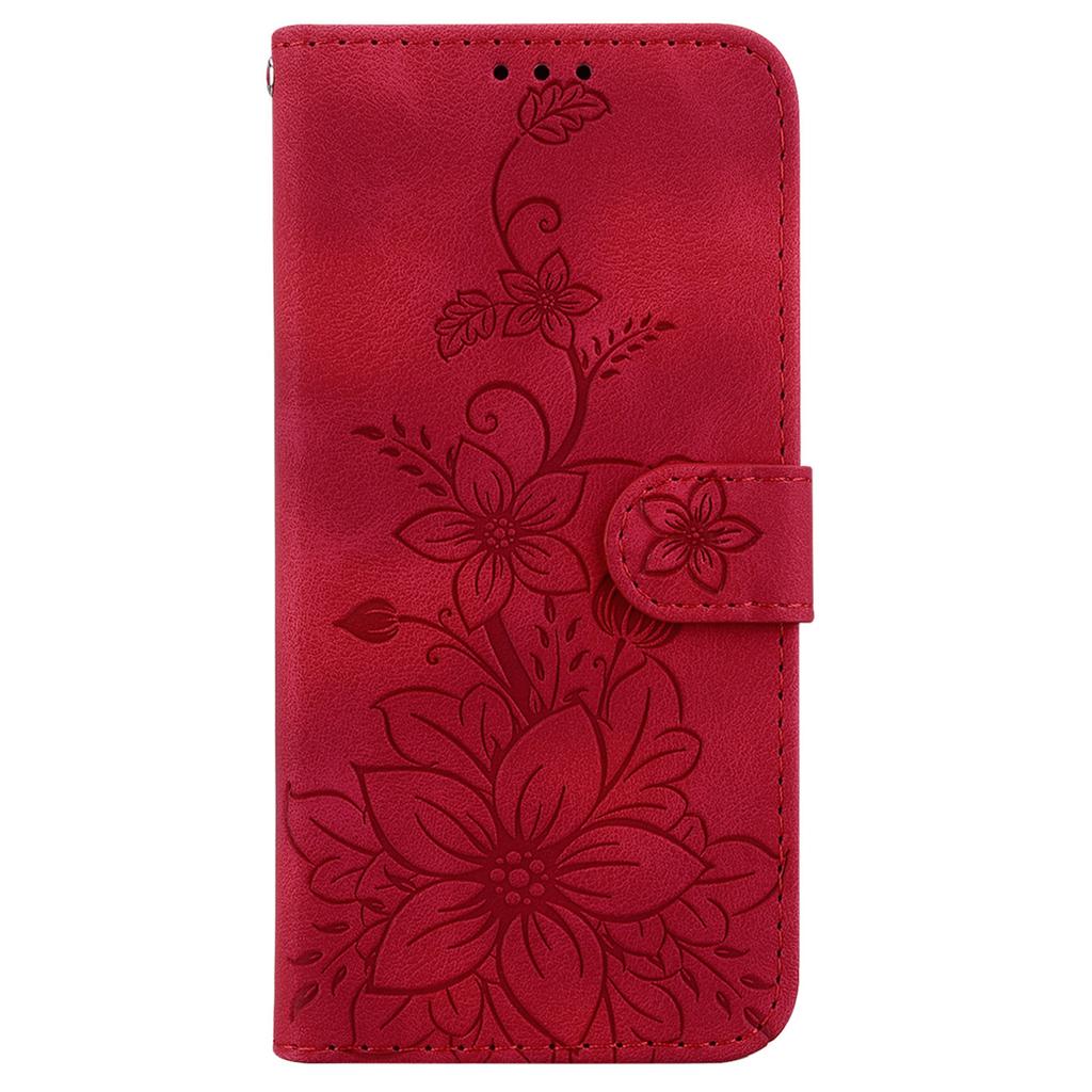 For Google Pixel 9a Case Lily Flower Imprint Leather Phone Cover with Stand