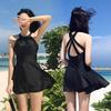 Korean Slimming Cross Halter One-Piece Swimsuit with Open Back