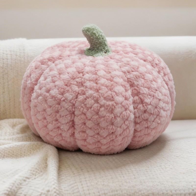 Macaron Color Pumpkin Plush Pillow With Soft Short Hair For Home Decor And Halloween Gift