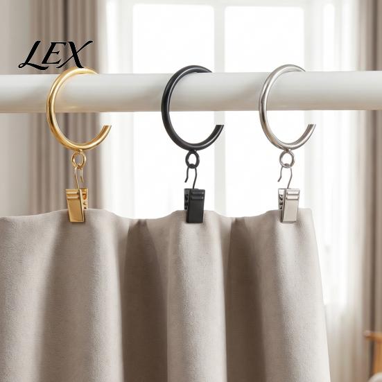 Easy Glide Drapery Rings for Home 10Pcs C Shaped Curtain Rings, Heavy Duty Bypass Metal Weight Hangers Passing with Eyelets French Return Rods Smooth