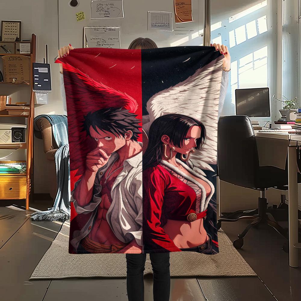 1PC Luffy D Patterned Flannel Blanket Suitable For All Seasons For Home Decor Warmth And Comfort Gifts Holiday Present