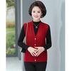 Damen Strickweste Jacke Frühling Herbst Einfarbig V-Ausschnitt Damen Mantel Mittleren Alters Mutter Dame Pullover Weste