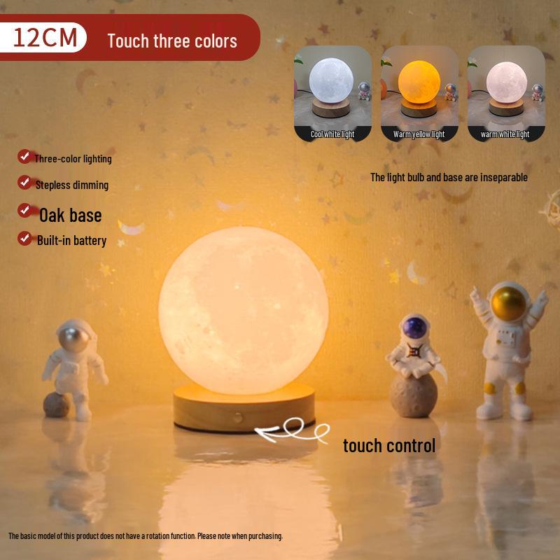 Rotating Moon Lamp Night Light—Creative Bedside Atmosphere Lamp for Bedroom or Desk