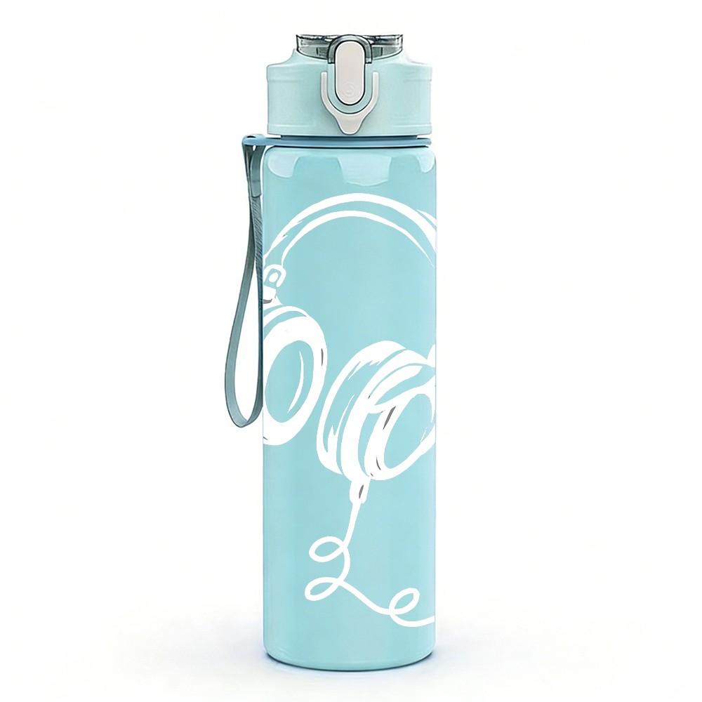 1PC Soft Woman Face Minimal Sketch Print 750ml Color Plastic Sports Water Bottle Leakproof Flip Straw Lid Suitable for Sports Office Home Use