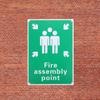 Iplusmile Muster Point Sign, Aluminum White Green Reflective Fire Assembly Emergency Sign for Office, Shopping Malls, Schools, Hotels, Museums,