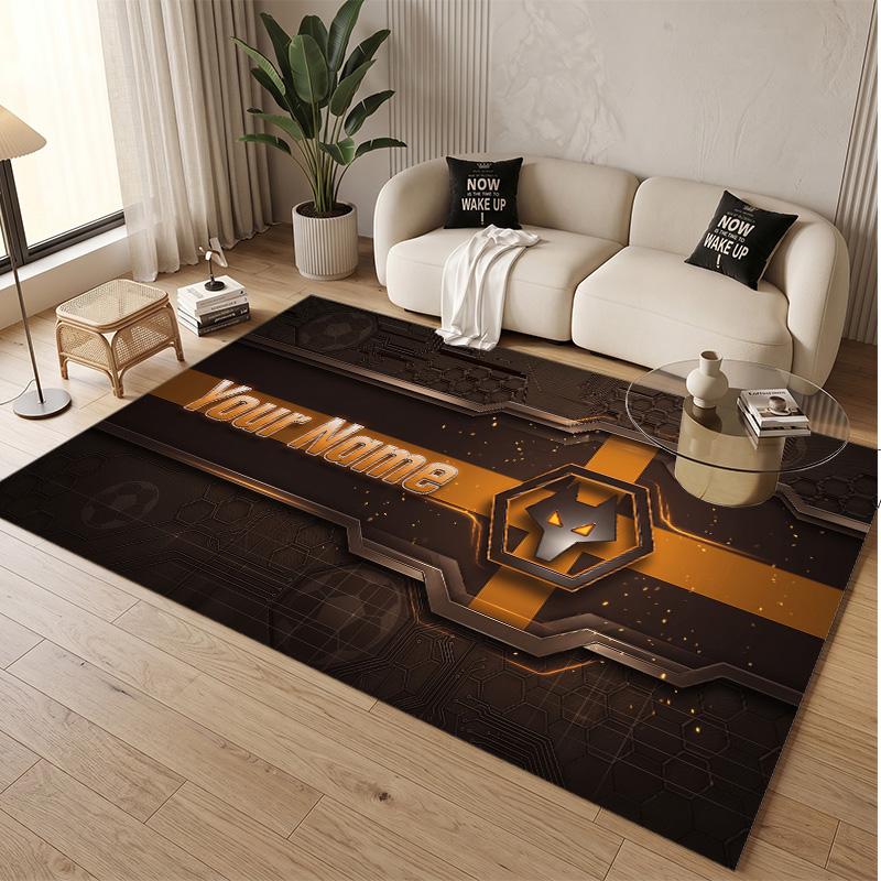 Personalized Crystal Velvet Carpet Wolverhampton Wanderers Football Pattern Non Slip Floor Rug