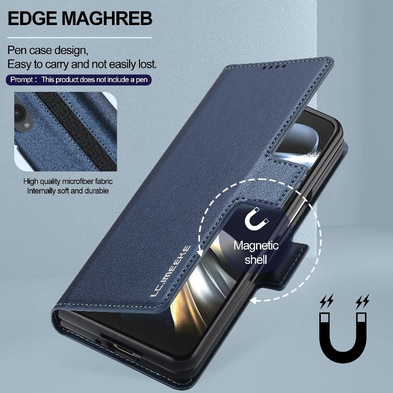 Magnetic Flip Leather Phone Cover For Samsung Galaxy Z Fold4/Z Fold 3 Built-in Wallet Card With Pen Slot(Excluding Pen)