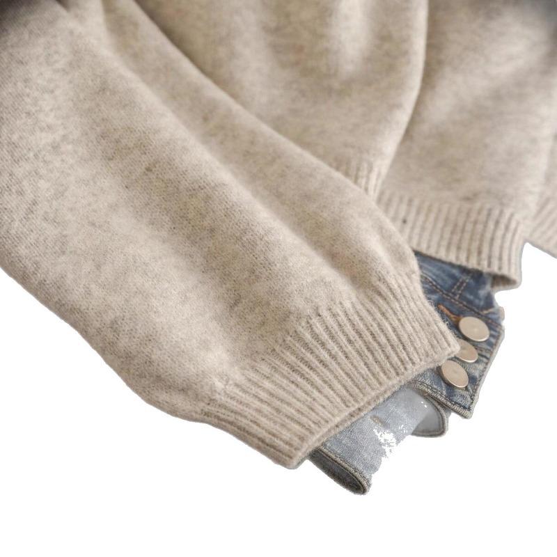 Design bow knitted cardigan autumn and winter new loose versatile lazy style knitted sweater