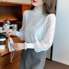 Spring Autumn New French Half High Neck Lace Bottoming Shirt Women's Long Sleeve Knitwear Pullvers Top