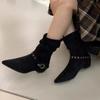 New Style Woman Ankle Boots Autumn Suede Pleated Women Pointed Toe Western Cowboy Boots Fashion Short Luxury Boots