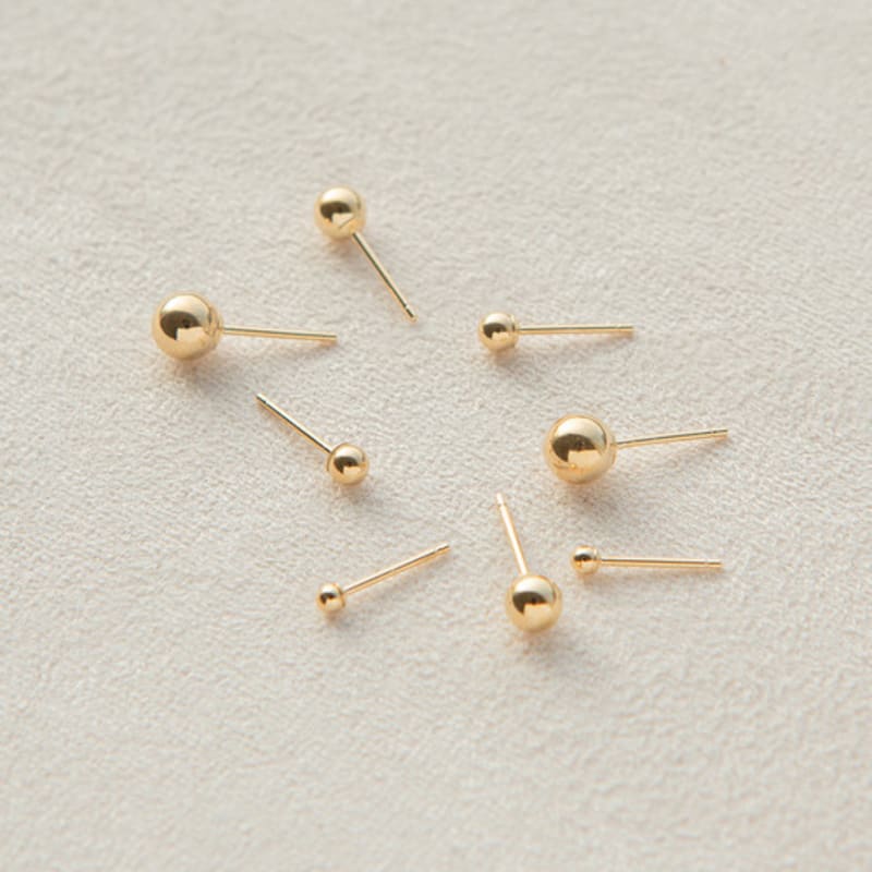 LUNNE 14k Basic Kugelohrringe (14 Karat Gold) #ES02