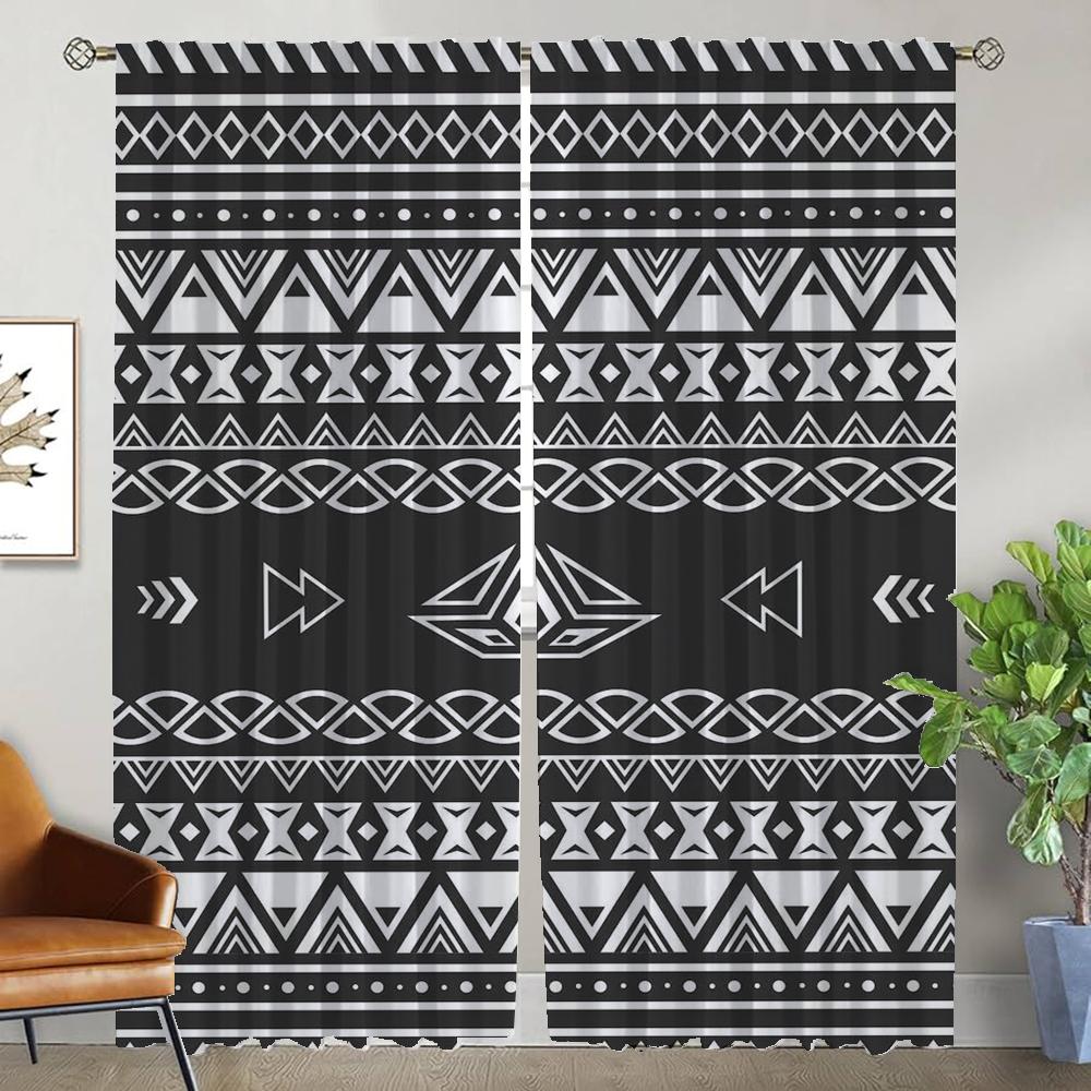

Ацтекские противомоскитные шторы для гостиной, украшение на Хэллоуин, затемняющие шторы, тюль для спальни, перегородка, кухня W50xH70cmx2pcs-CL