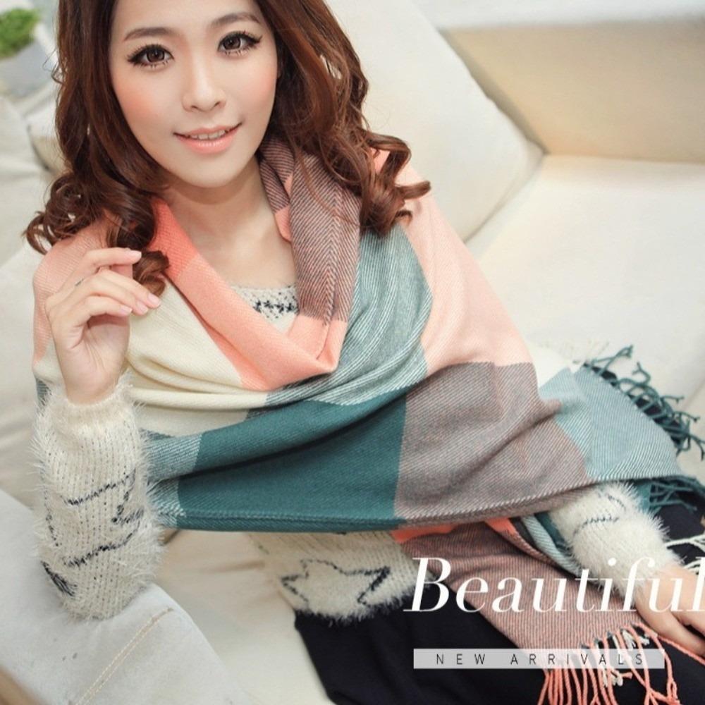 Thick Plaid Scarf Keep Warm Shawl Wrap Fashion Imitation Cashmere Shawl  Apparel Accessories