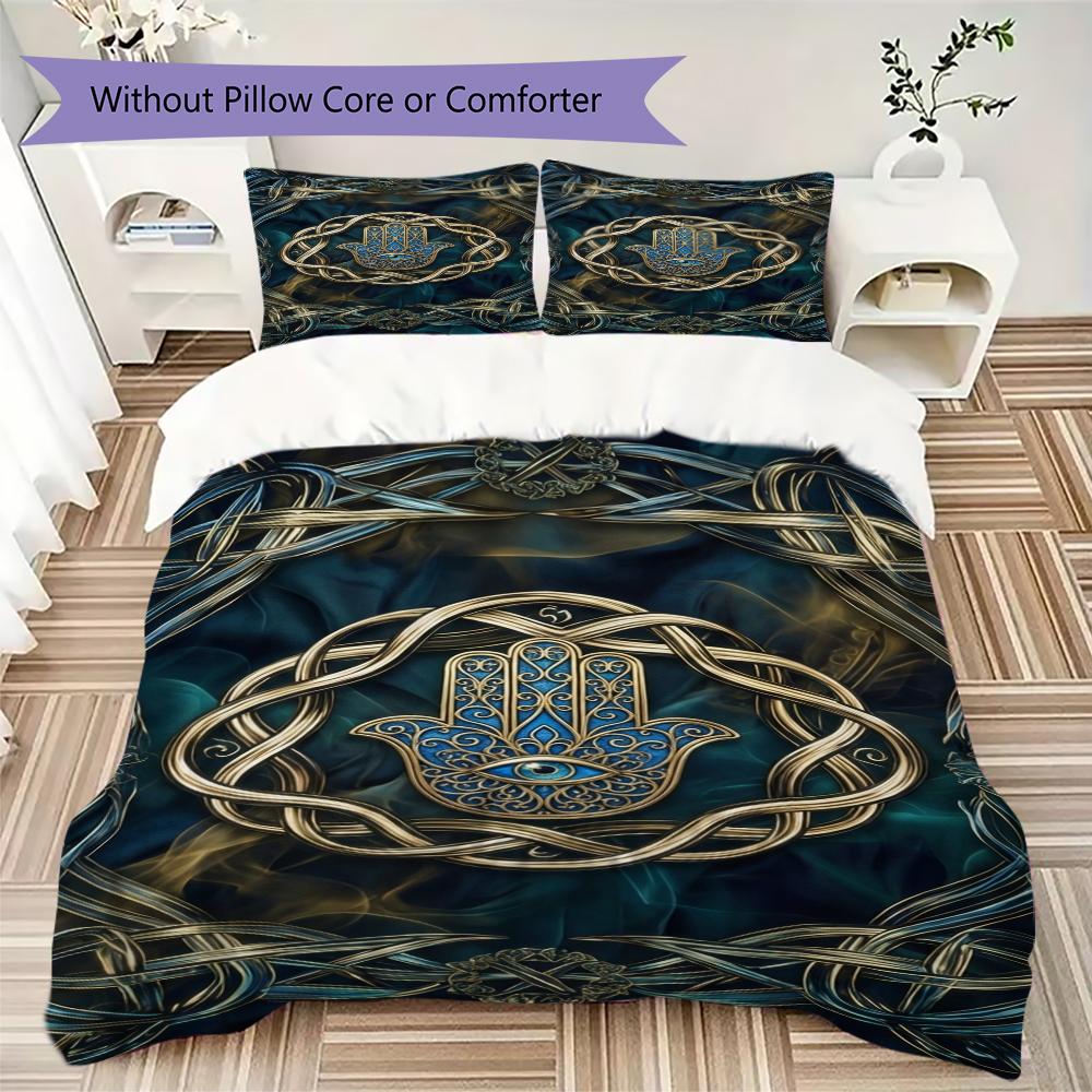 Hand of Fatima Pattern Bedding Uilt Set Uilt Cover Pillowcase Home Decoration Birthday Gift (1 * Duvet Cover + 2 * Pillowcase  Without Core)96