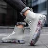 2025 Male Fashion Rain Boots Durable Waterproof Rubber Fishing Shoes Trendy Nude Boots Anti-skid Work Chef Shoes New Sneakers