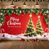 Christmas Banner Green Pine Branches Christmas Decoration Banner Xmas Banner String Lights For Mall Decoration Holiday Gathering