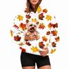 Women's Fashion Hooded Sweatshirt with Leaves Print and Pet Pocket for Casual Wear
