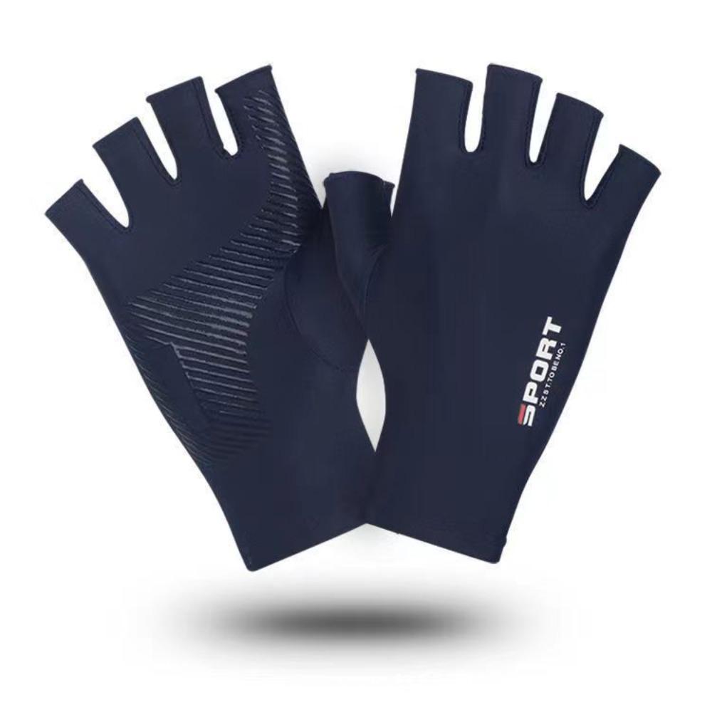 Summer Ice Silk Gloves Sunscreen Thin Leakage Half Finger Driving Cycling Luya Fishing Non-slip Fitness Breathable