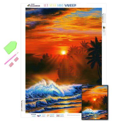 Diamant-Gemälde, komplett, rund, quadratisch, rund, Bohrer, Sonnenuntergang, Tsunami, DIY, Diamant-Stickerei, Kreuzstich, Küstenlandschaft, Mosaik, handgefertigt, Geschenk, Heimdekoration