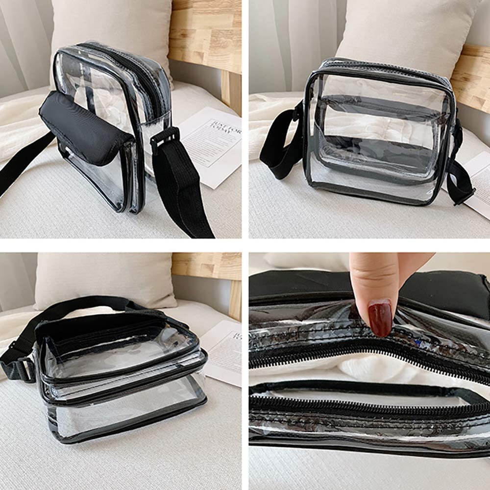 Enkrio Clear Transparent Crossbody Shoulder Lightweight PVC Waterproof Pouch Bag, Bag, Material,