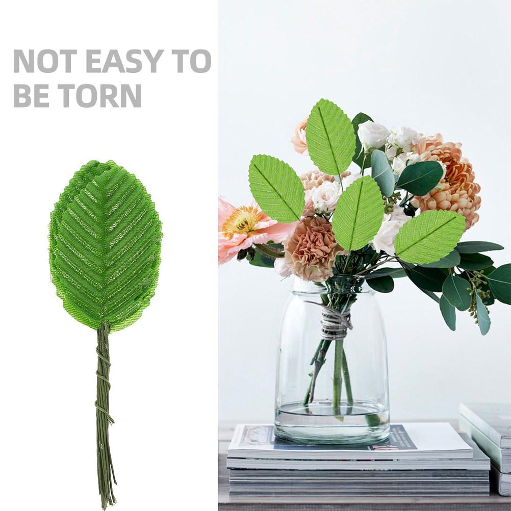 50Pcs Simulation Rose Leaf Stems Lifelike Faux Leaves for Wedding Party Decorations Home Vase Filler DIY Flower Arrangement