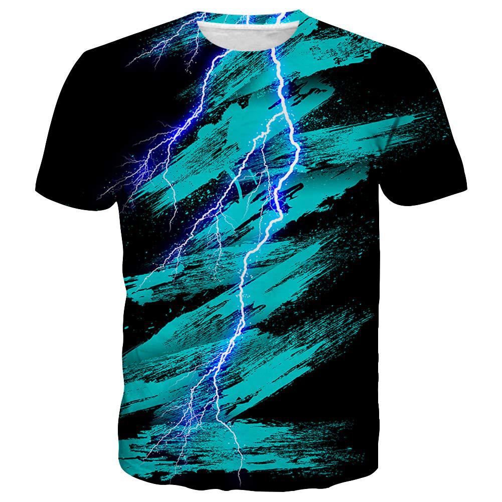 Summer Round Neck 3D Starlit Sky Print Top Fashionable Casual Short Sleeved Men's T-shirts