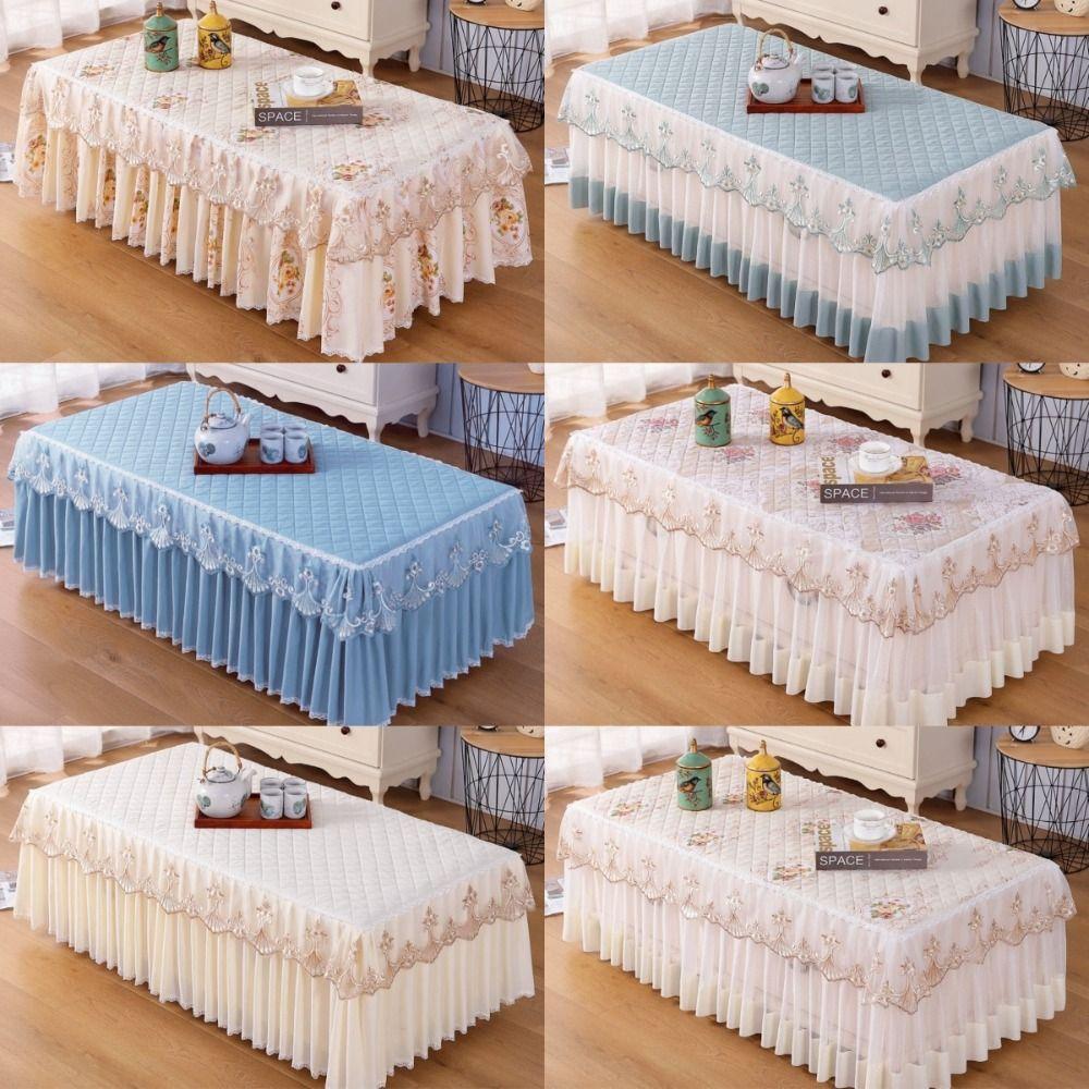New European-style Lace Tablecloth Cotton Lace Rectangular Table Cover Cloth Vintage Exquisite Dust Cover Dining Table