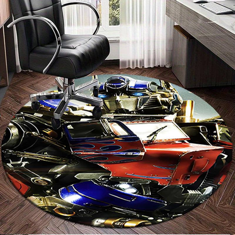 1PC Trans-formers Adventure Round Rug, Non-slip Chair Mat, Home Decor, Circle Carpet Perfect for Office, Bedroom, Living Room,Christmas Gift