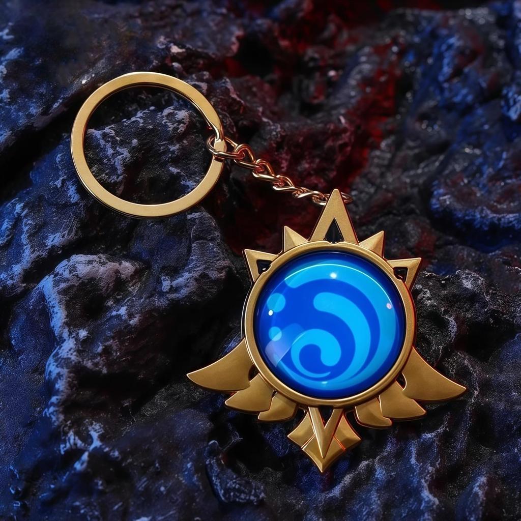 Mondstadt Water Element Eye of God Keychain Anime School Cultural Key Photo Souvenir [Sizuuenn] - Glow-in-the-Dark - Cosplay, Goods, Festival,