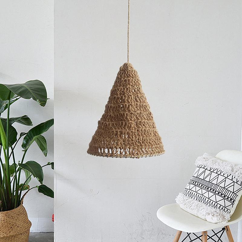 Handmade Weave Jute Rope Lampshade Bohemian Style Hanging Lamp Shade For Home Restaurant Pendant Light Cover Decorations