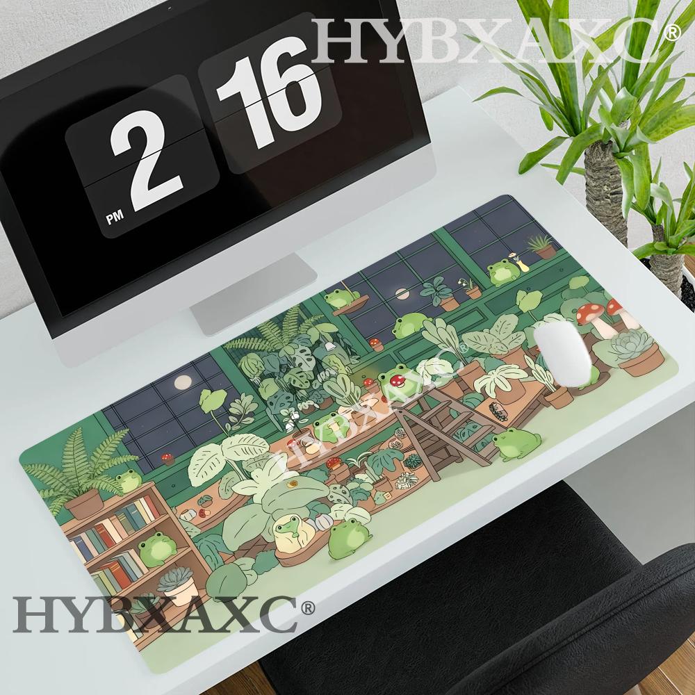 HYBXAXC Cute Frog In the Pond Mouse Pad Large Computer Office Game Table Mat XXL Rubber Nonslip Gaming Keyboard Long Desk Pads