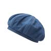 Style Artistic Retro Womens Beret In Denim Blue Warm Cotton Fabric For Seasons All