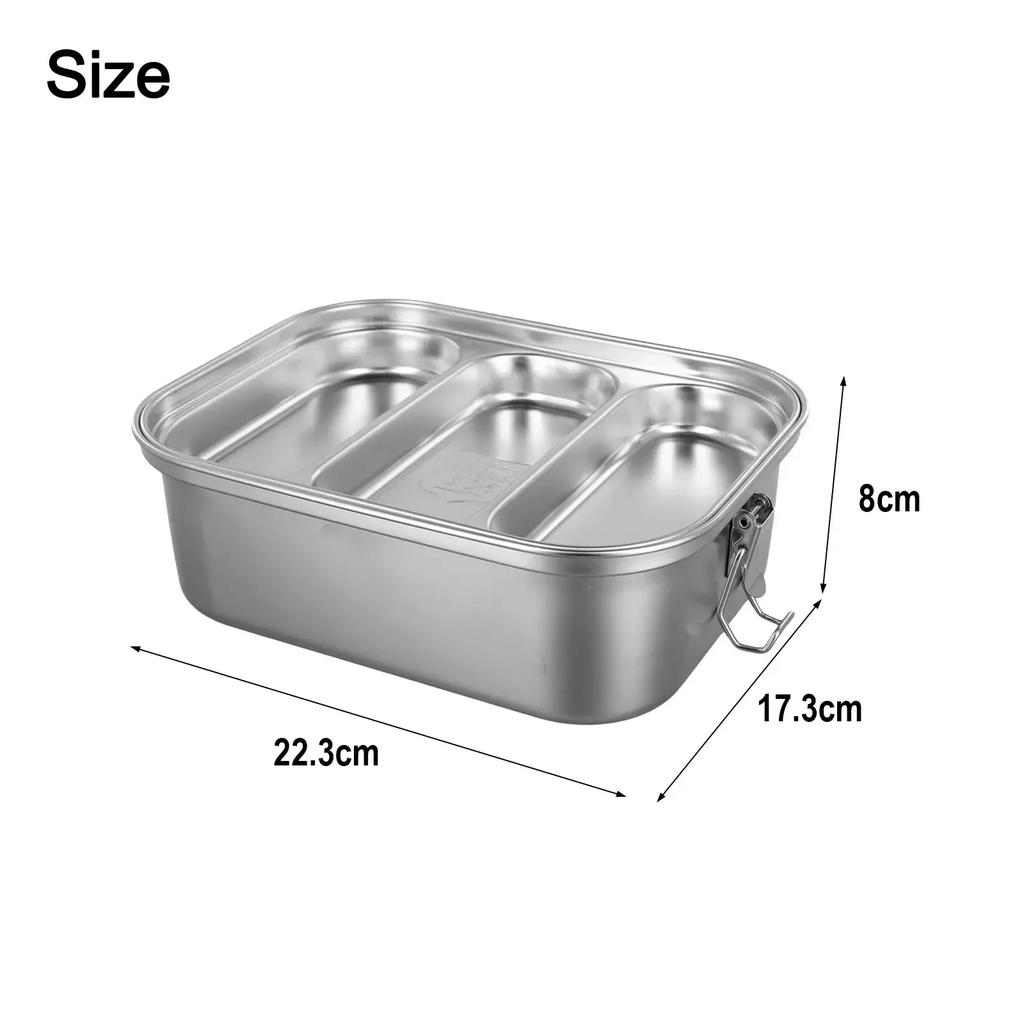 304 Stainless Steel Lunch Box Household Spill-proof Square Lunch Box Double-layer Compartmental Lunch Box Suitable For Picnics