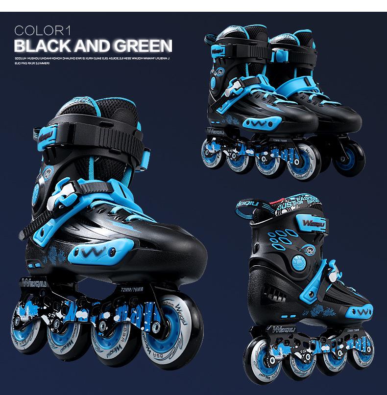 Erwachsene Schwarz-Gold Inline-Rollschuhe für Männer & Frauen – Anfänger Einreihig mit Blumenmuster